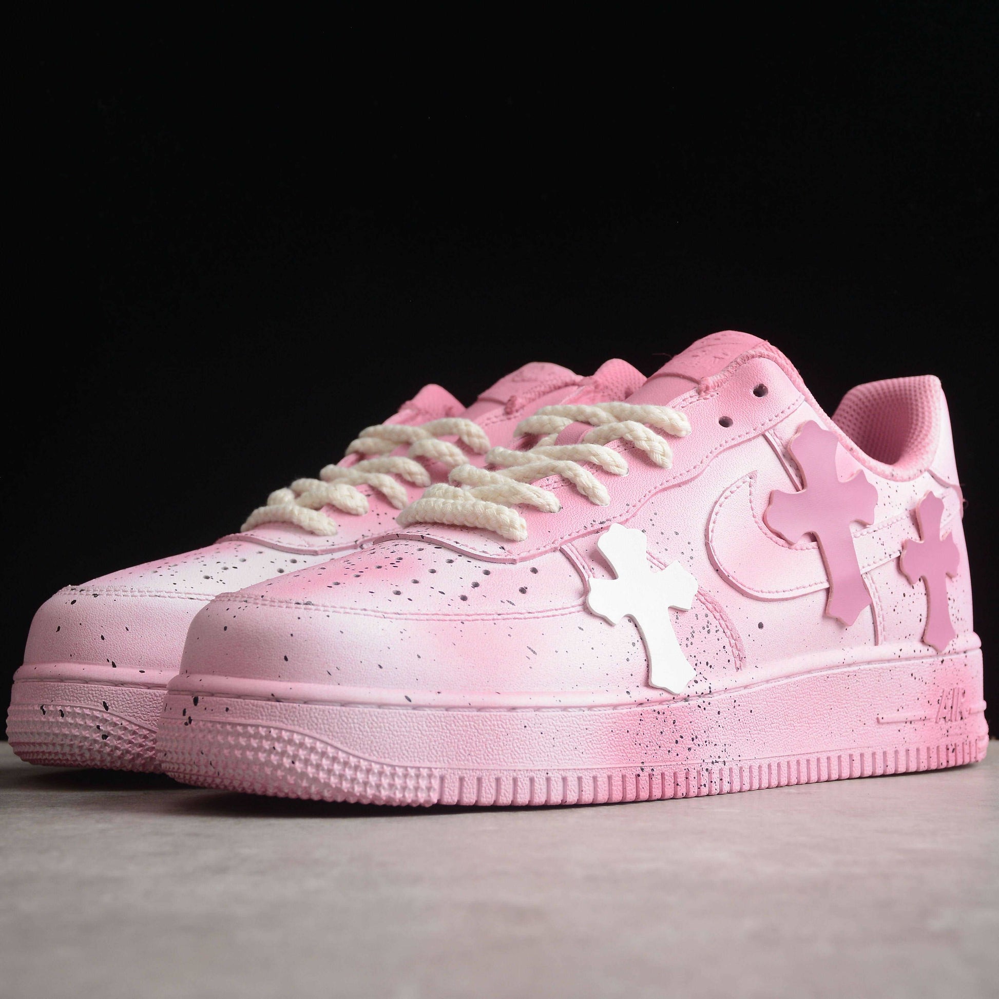Custom Air Force 1 Baby Pink With Crosses