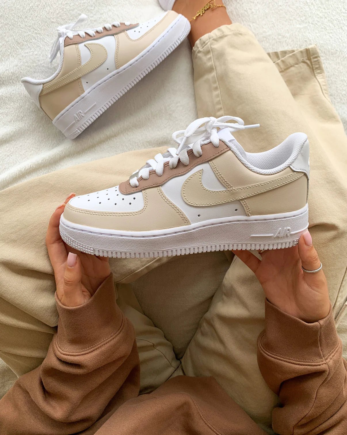 Custom Air Force 1 Beige White Colorblock