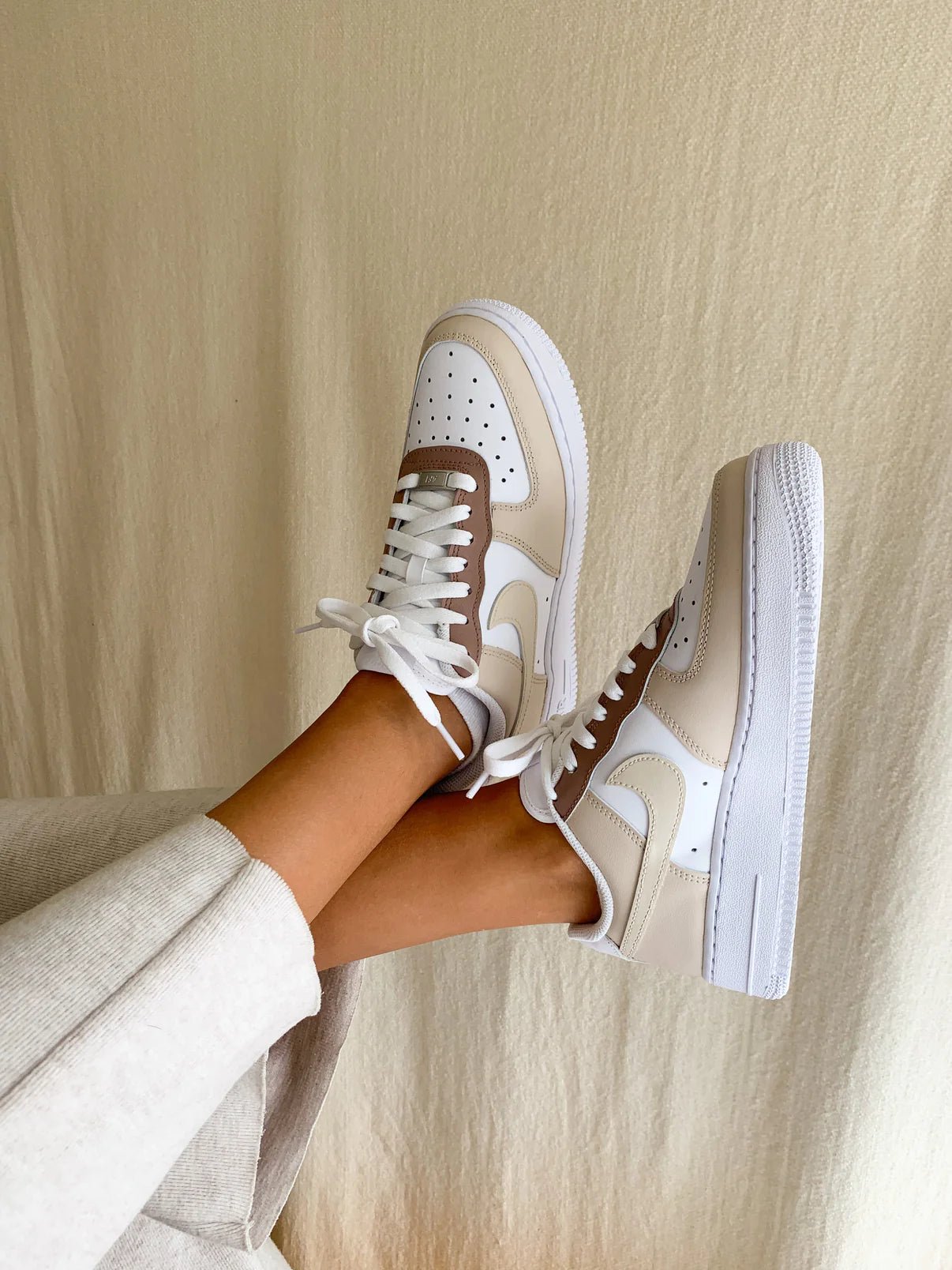 Custom Air Force 1 Beige White Colorblock