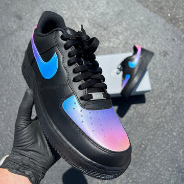 Custom Air Force 1 Black Blue Pink Gradient