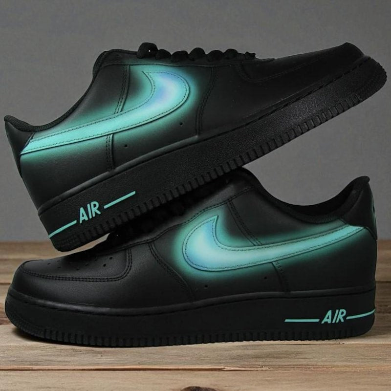Custom Air Force 1 Black Glow in the Dark Design