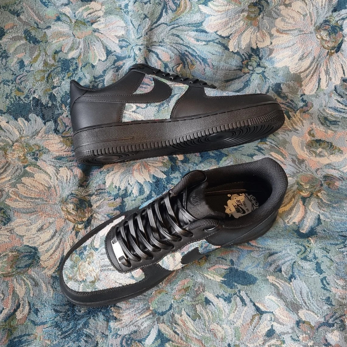 Custom Air Force 1 Black Green Floral Pattern