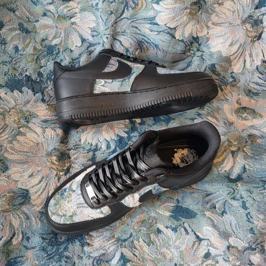 Custom Air Force 1 Black Green Floral Pattern