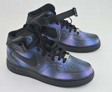 Custom Air Force 1 Black Purple With Galaxy Pattern