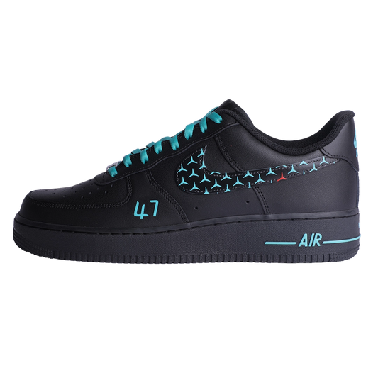 Custom Air Force 1 Black Teal Star Pattern