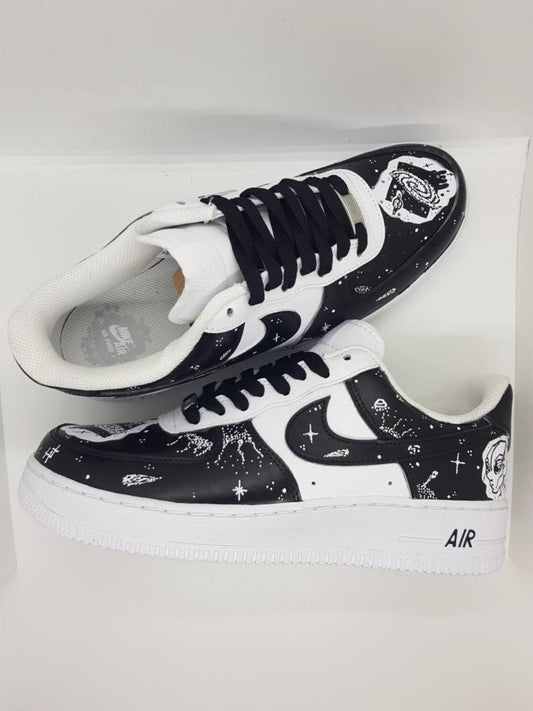 Custom Air Force 1 Black White Space Pattern
