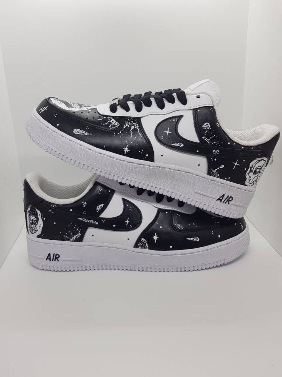 Custom Air Force 1 Black White Space Pattern