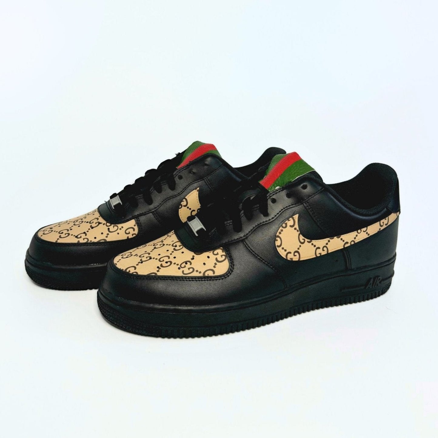 Custom Air Force 1 Black With GG Pattern