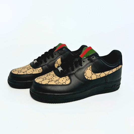 Custom Air Force 1 Black With GG Pattern