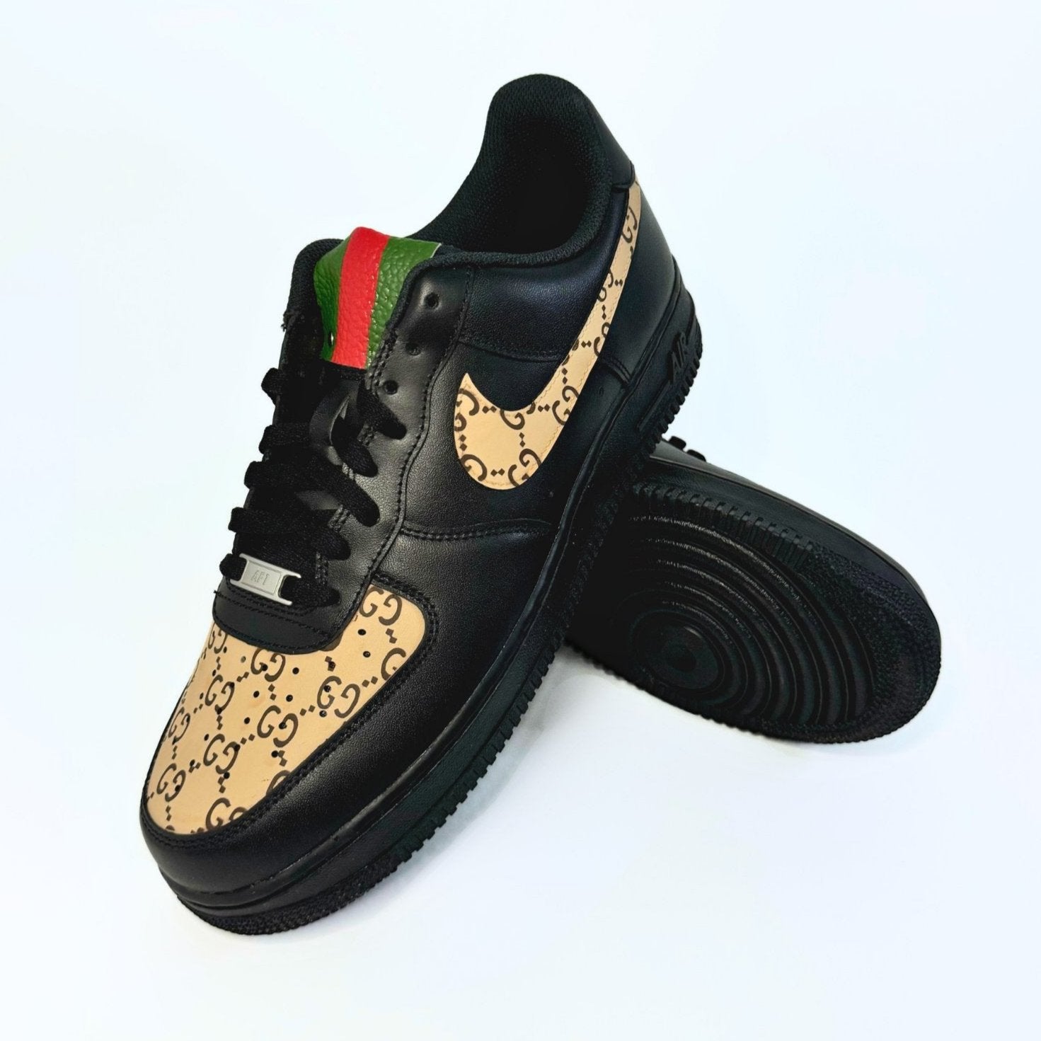 Custom Air Force 1 Black With GG Pattern