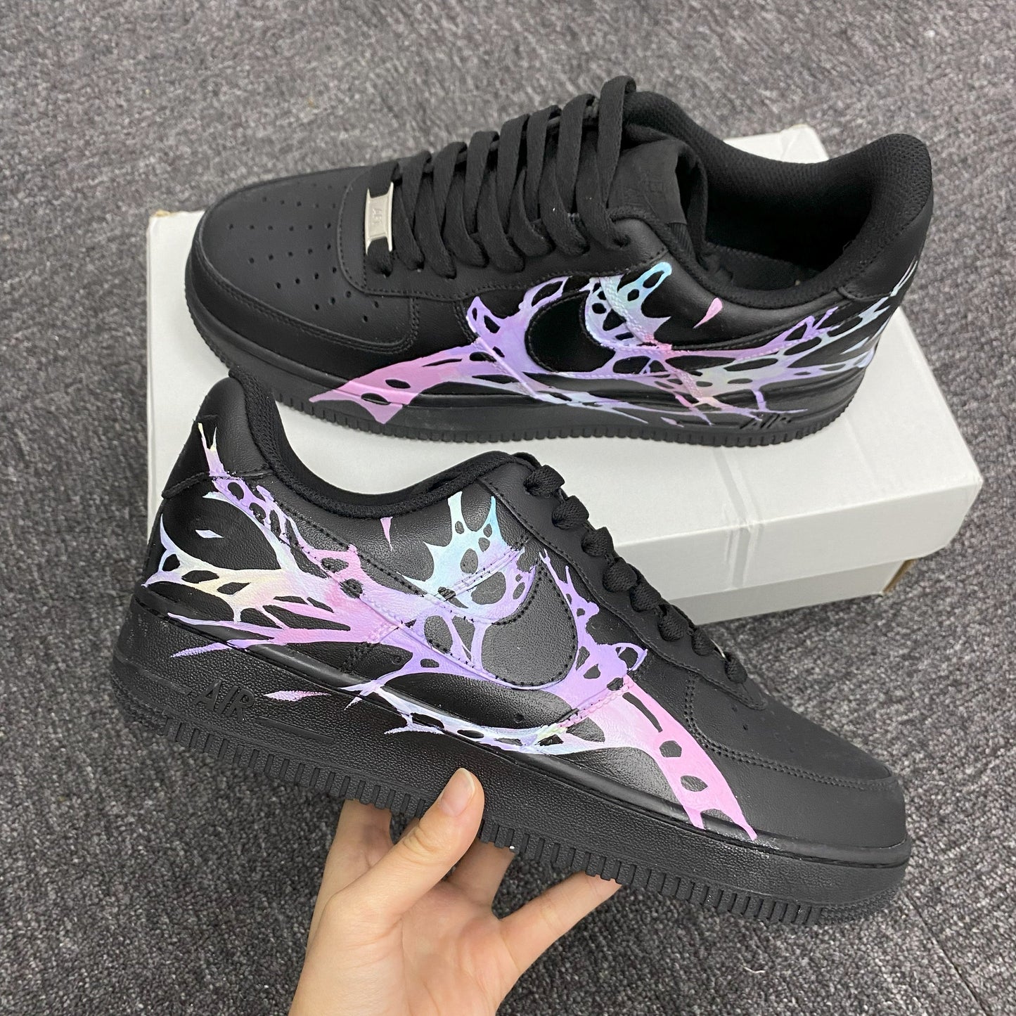 Custom Air Force 1 Black With Pastel Splatter