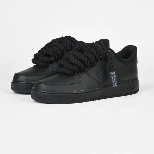 Custom Air Force 1 Black With Rope Laces