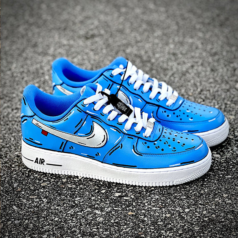 Custom Air Force 1 Blue Cartoon Pattern