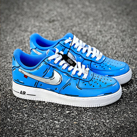 Custom Air Force 1 Blue Cartoon Pattern