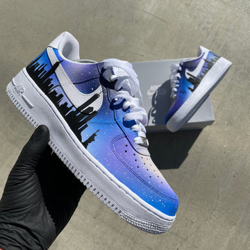 Custom Air Force 1 Blue Purple City - Skyline Pattern
