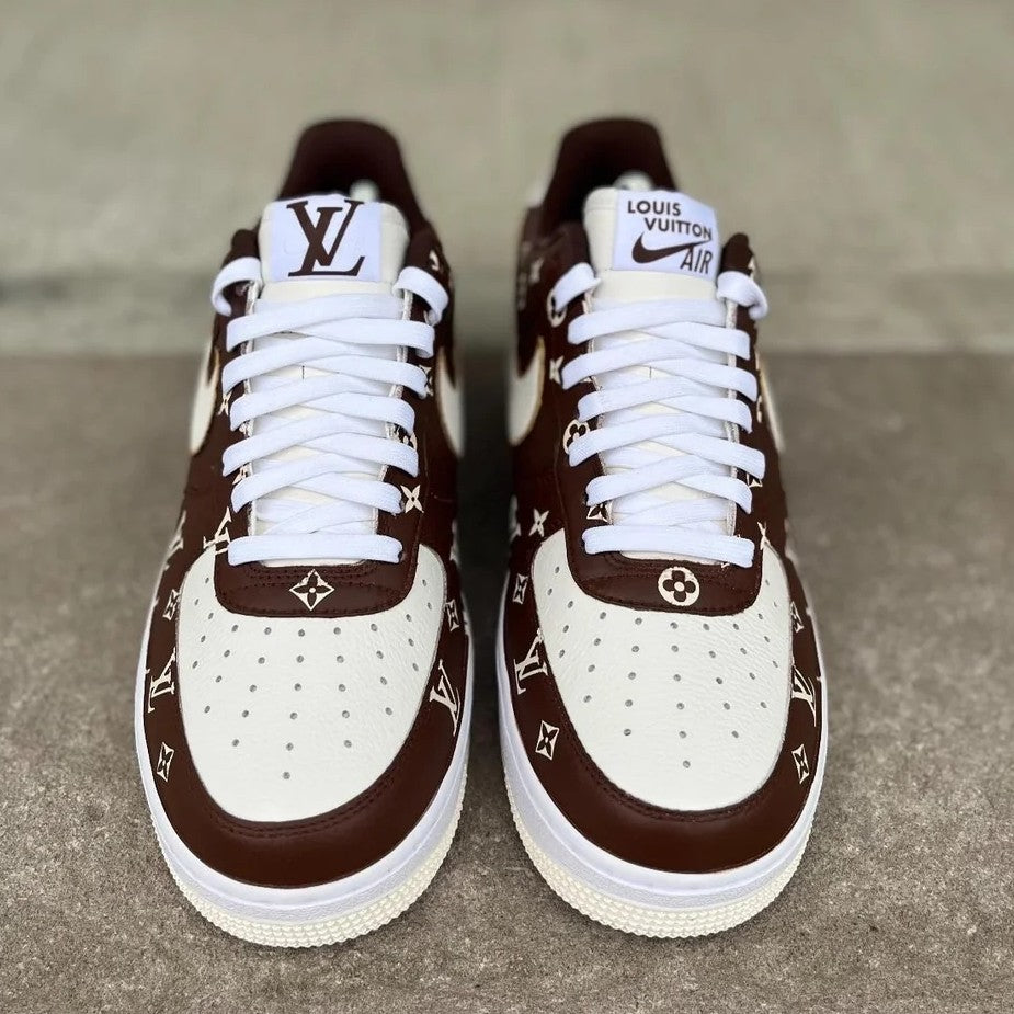 Custom Air Force 1 Brown With LV Pattern