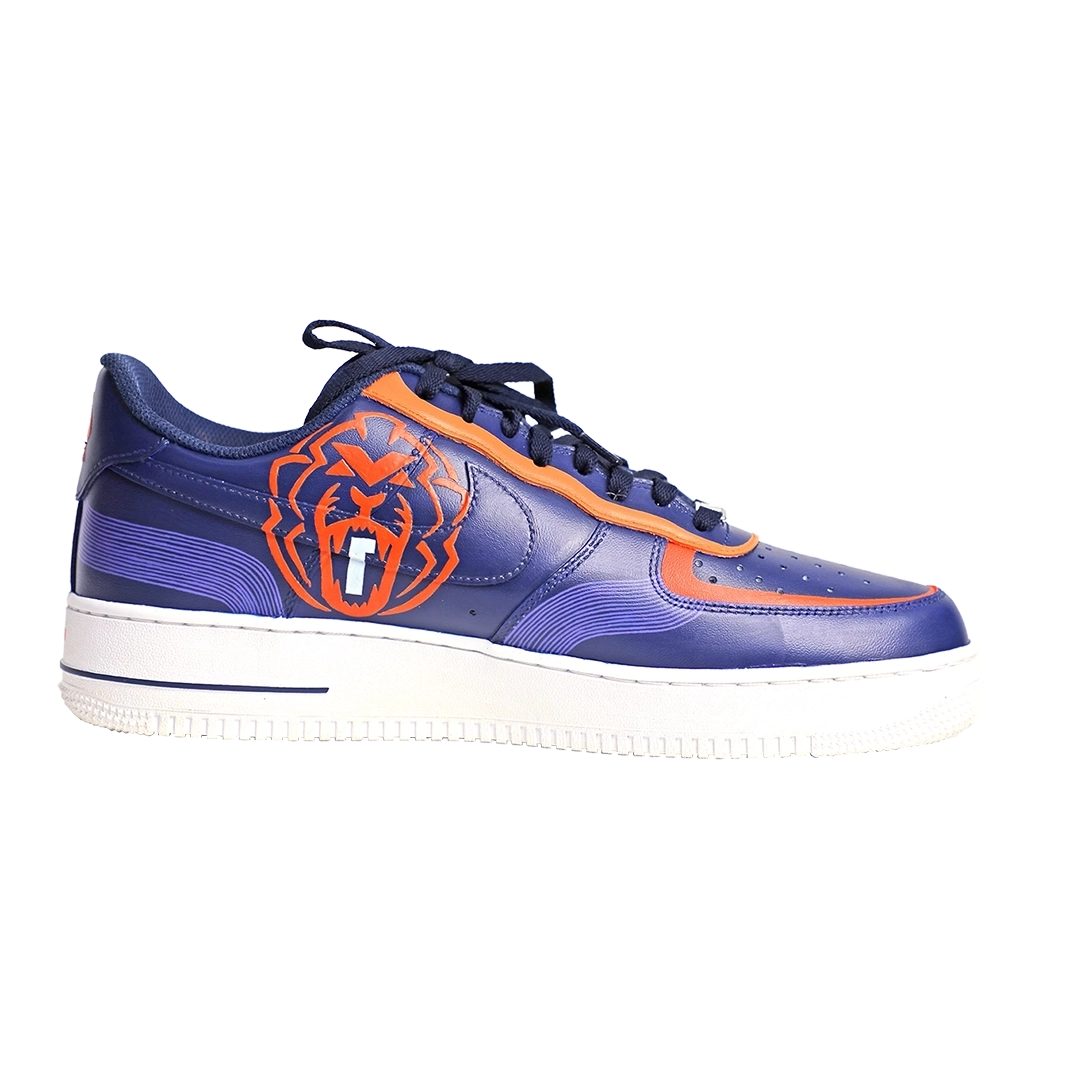 Custom Air Force 1 Navy Orange Lion And Abstract Graphic
