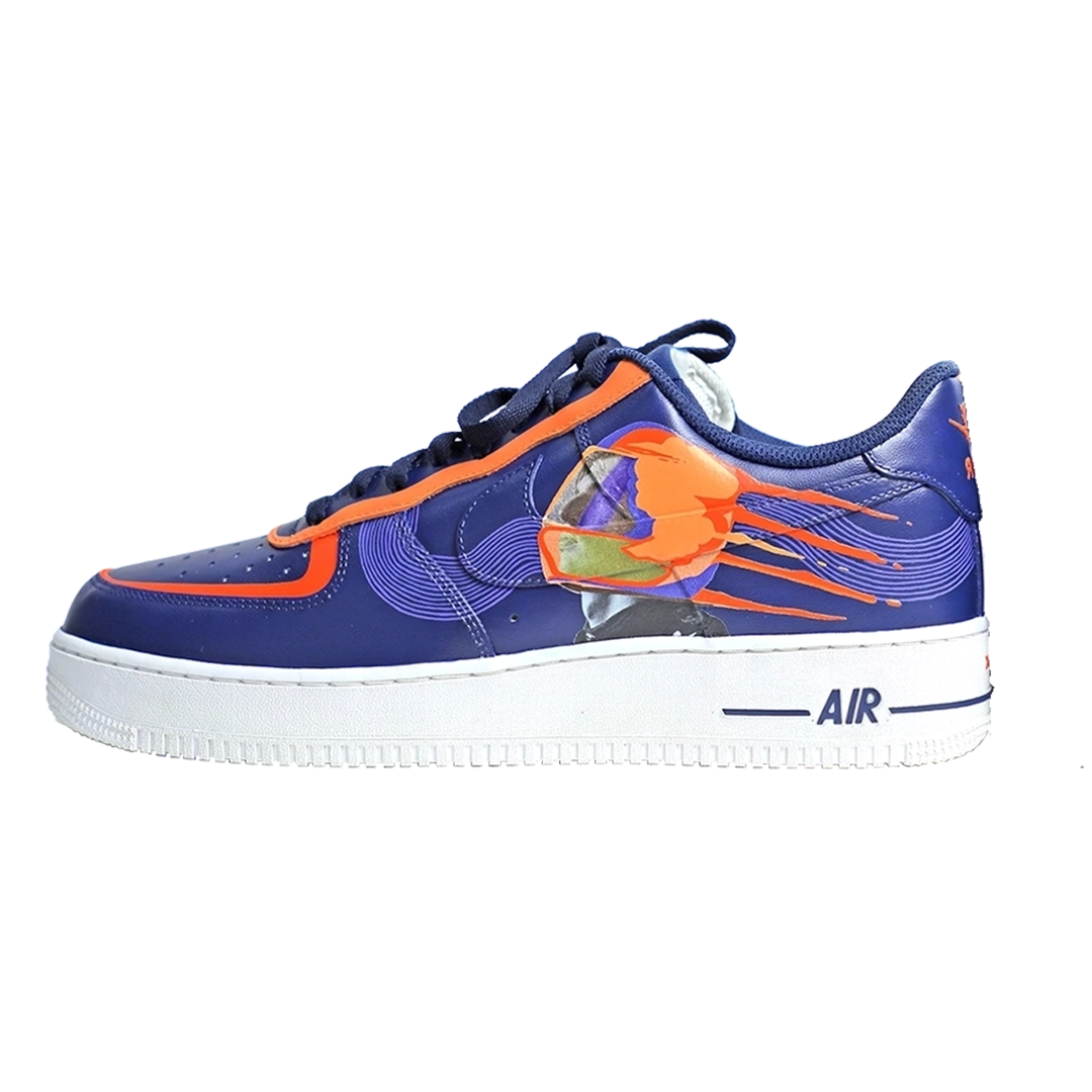 Custom Air Force 1 Navy Orange Lion And Abstract Graphic