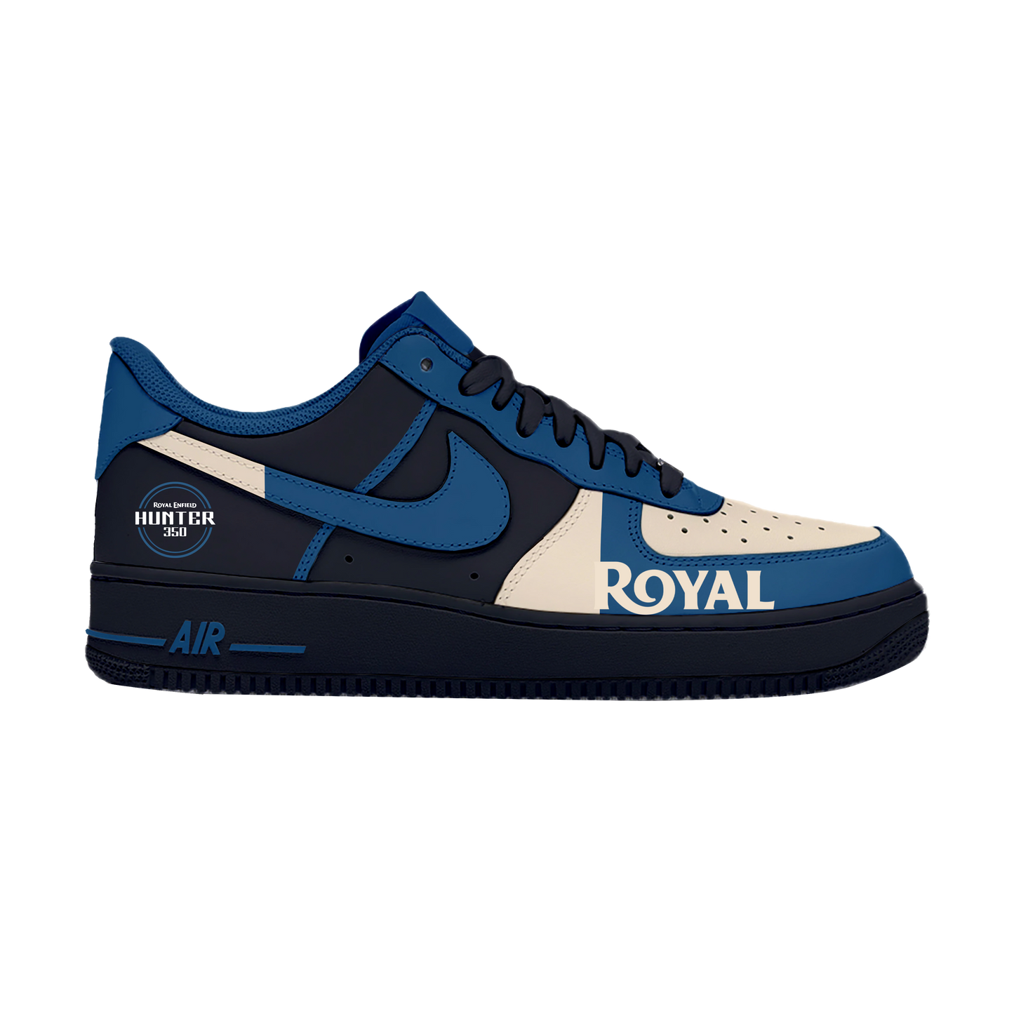 Custom Air Force 1 Navy White Royal Logo Design