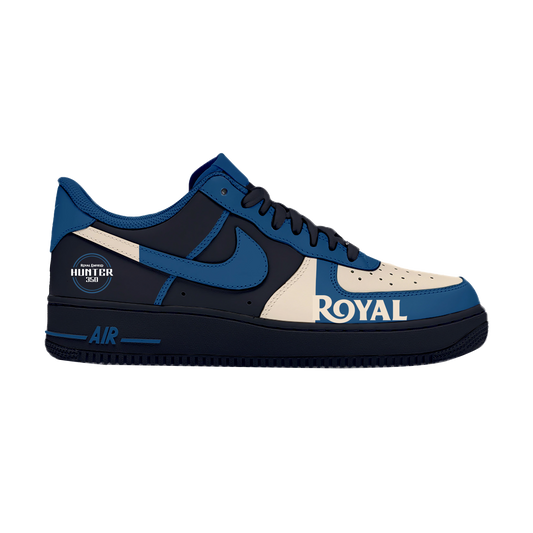 Custom Air Force 1 Navy White Royal Logo Design