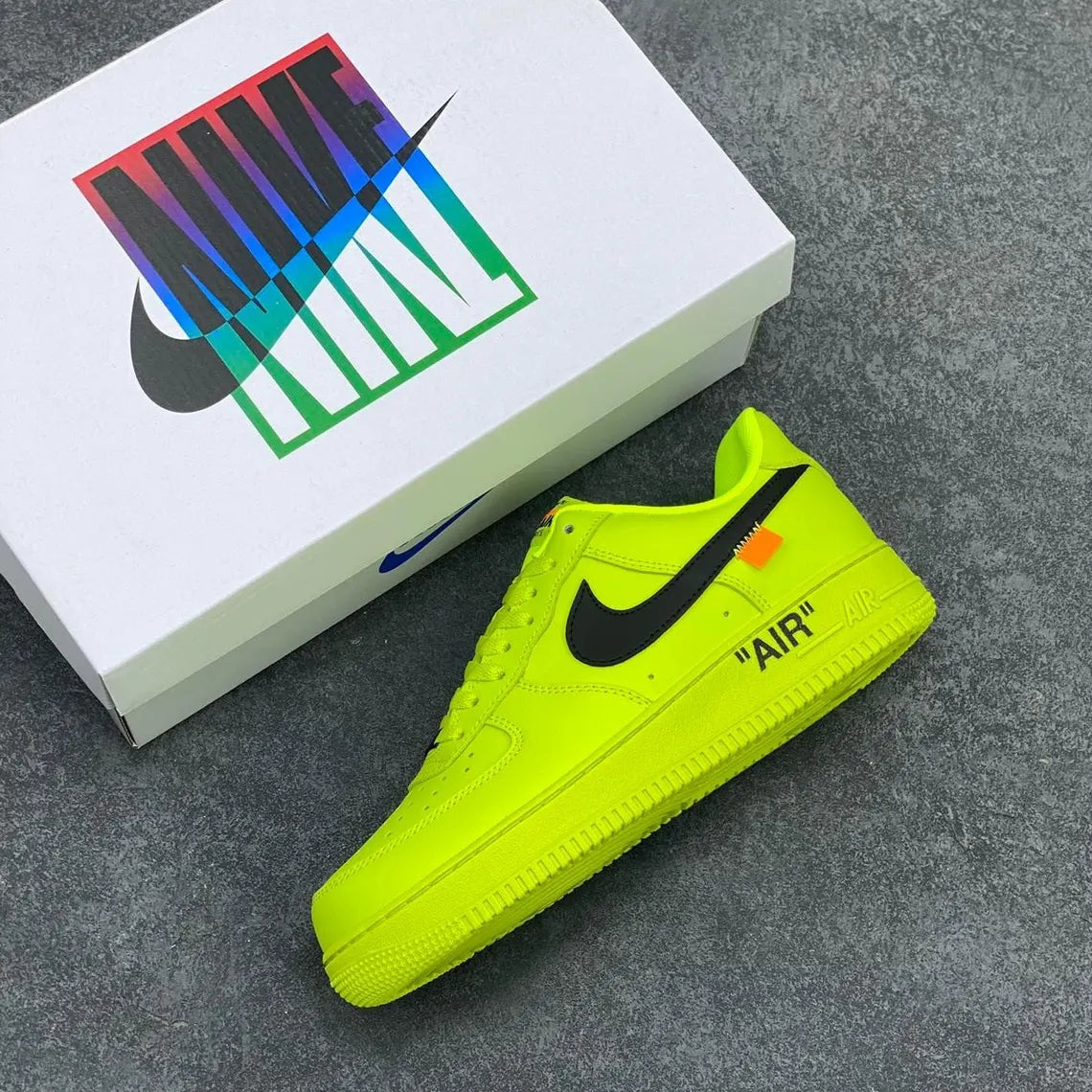 Custom Air Force 1 Neon Yellow with Black Swoosh