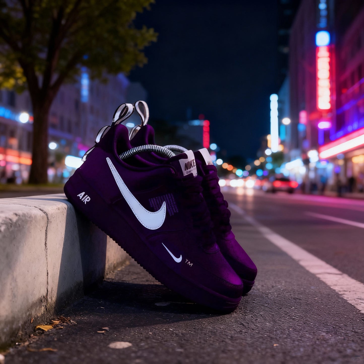 Custom Air Force 1 Purple White Swoosh
