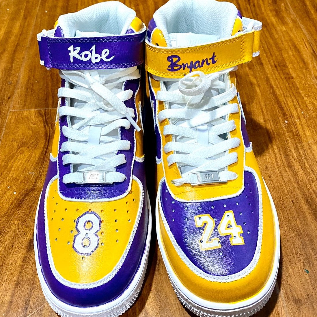 Custom Air Force 1 Purple Yellow Kobe Bryant Theme Mid