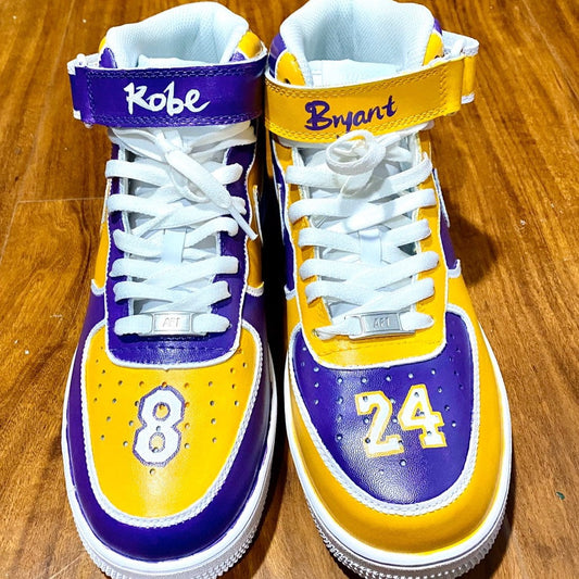 Custom Air Force 1 Purple Yellow Kobe Bryant Theme Mid