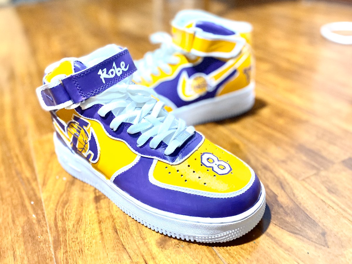 Custom Air Force 1 Purple Yellow Kobe Bryant Theme Mid