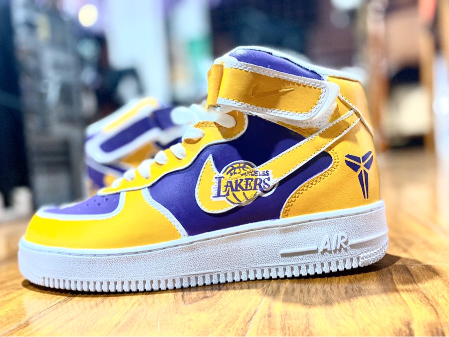 Custom Air Force 1 Purple Yellow Kobe Bryant Theme Mid