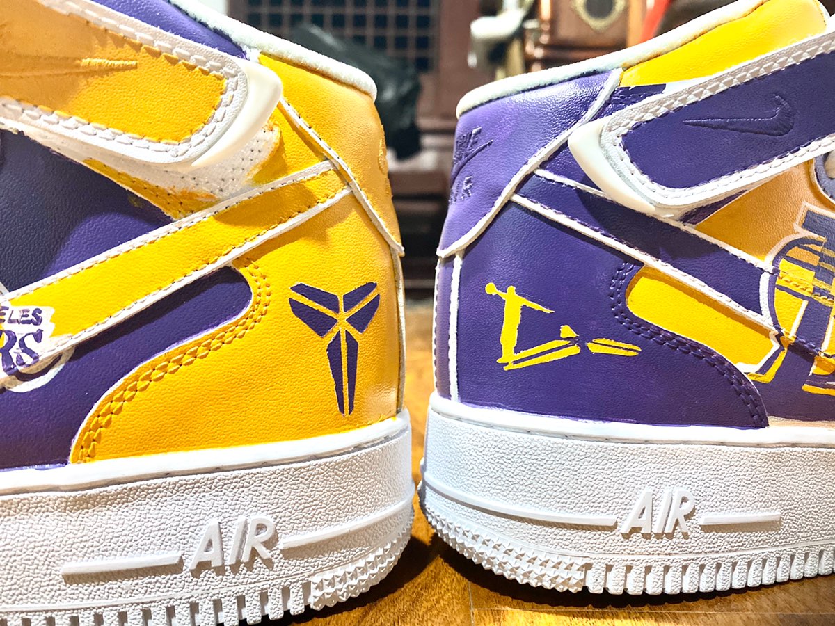 Custom Air Force 1 Purple Yellow Kobe Bryant Theme Mid