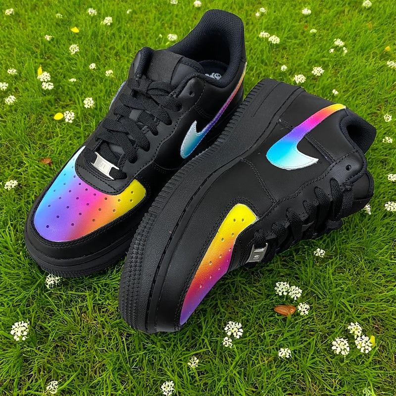 Custom Air Force 1 Rainbow Pattern Black