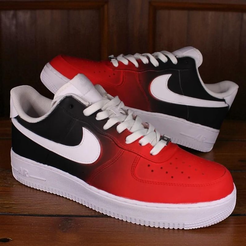 Custom Air Force 1 Red Black Gradient