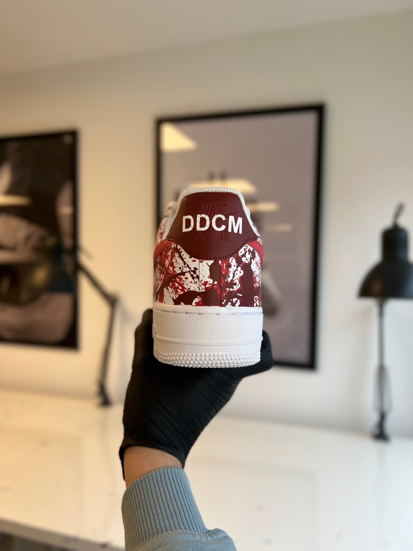 Custom Air Force 1 Red White Splatter Pattern