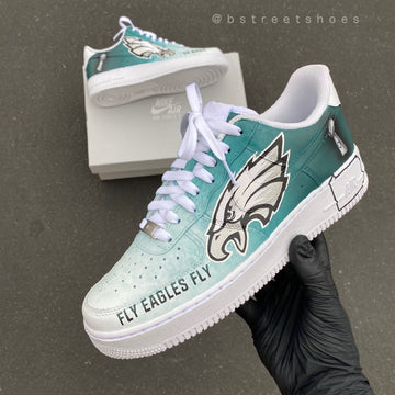 Custom Air Force 1 Teal With Eagles Logo
