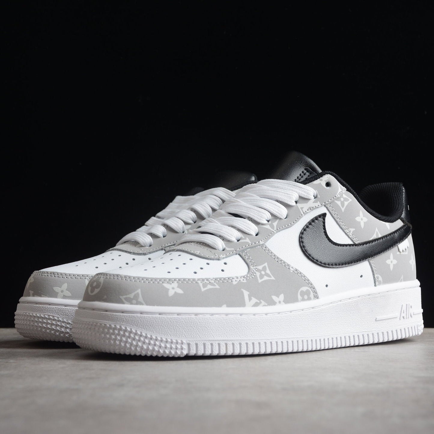 Custom Air Force 1 White And Gray LV Pattern