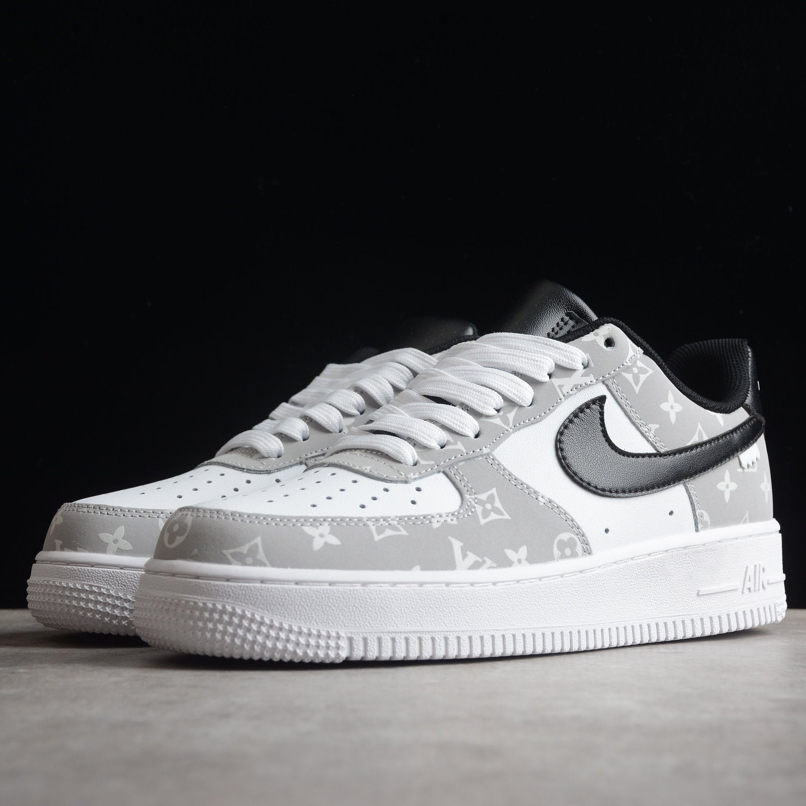 Custom Air Force 1 White And Gray LV Pattern