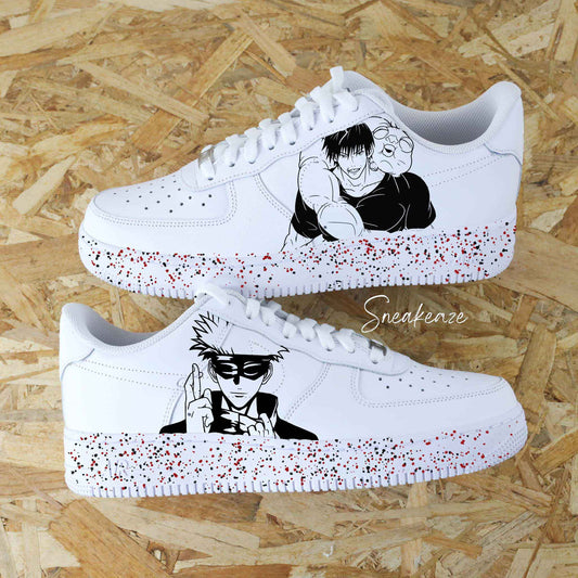 Custom Air Force 1 White Anime Characters Splatter Design