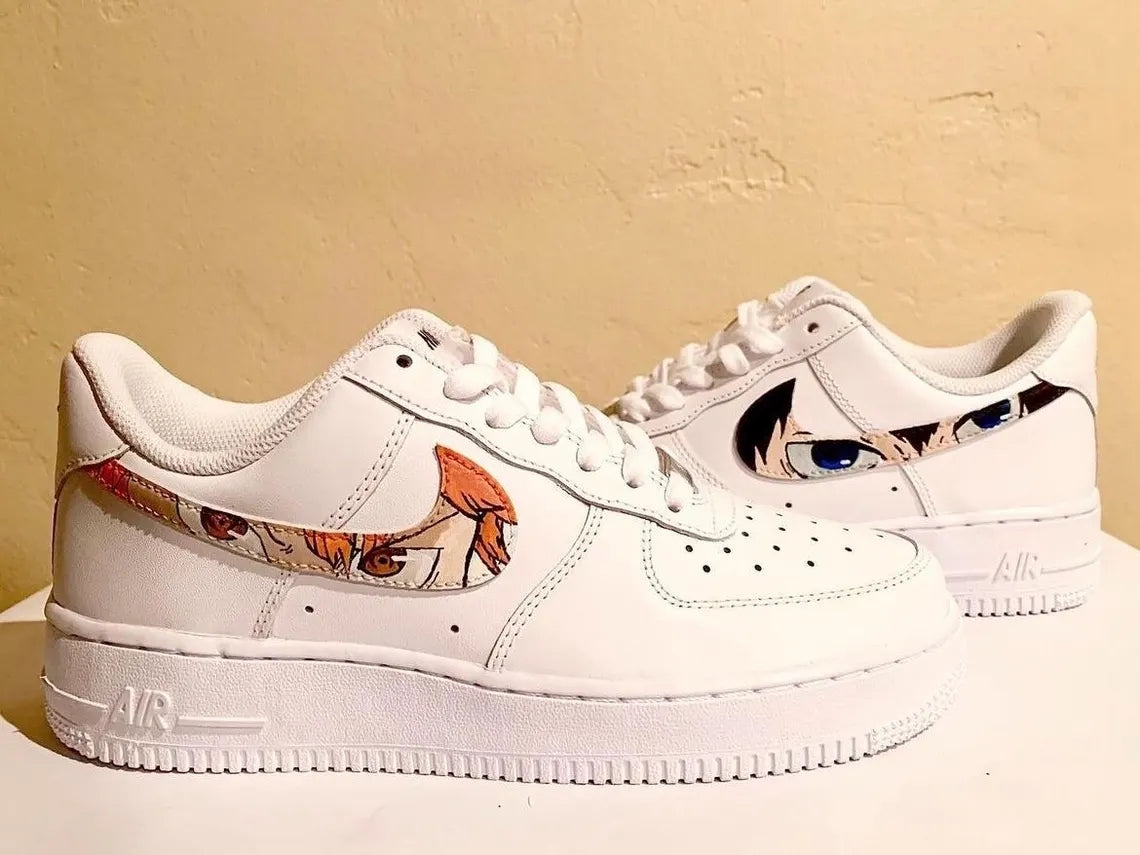 Custom Air Force 1 White Anime Pattern Swoosh