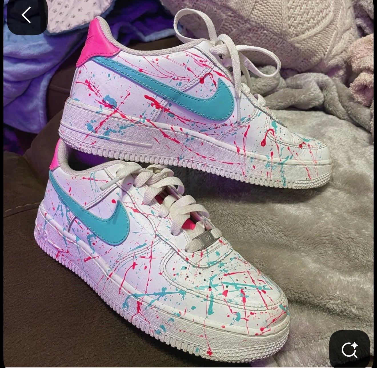Custom Air Force 1 White Baby Blue Pink Splatter