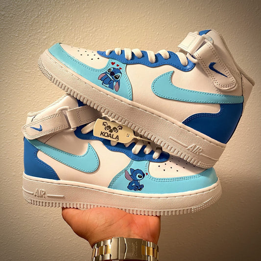 Custom Air Force 1 White Baby Blue Stitch
