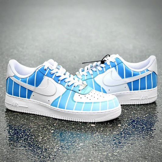 Custom Air Force 1 White Baby Blue Stripes
