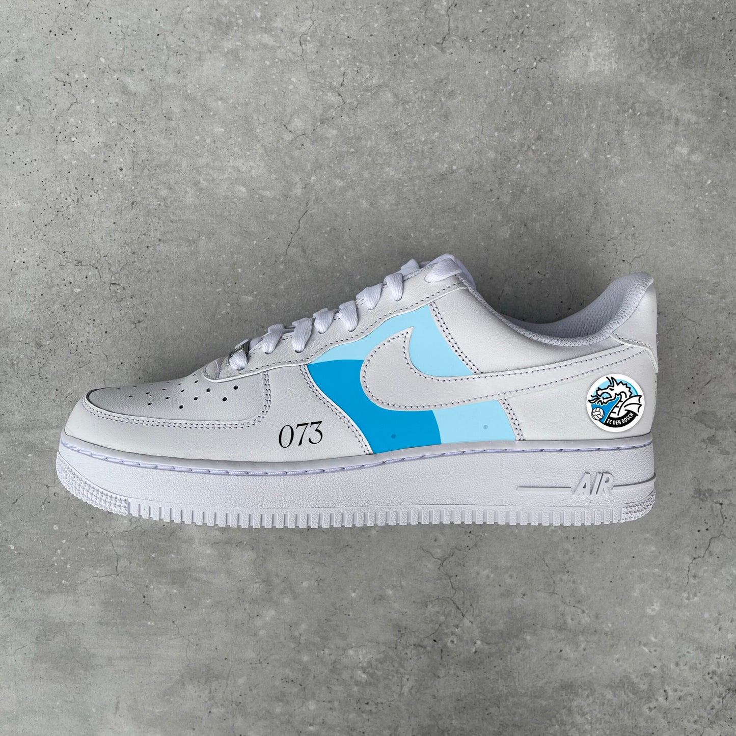 Custom Air Force 1 White Baby Blue With Logo