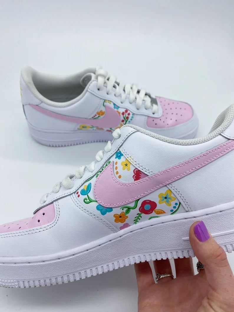 Custom Air Force 1 White Baby Pink Floral