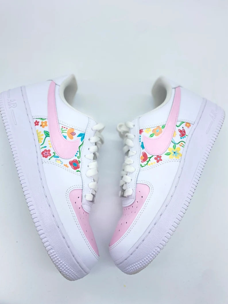 Custom Air Force 1 White Baby Pink Floral