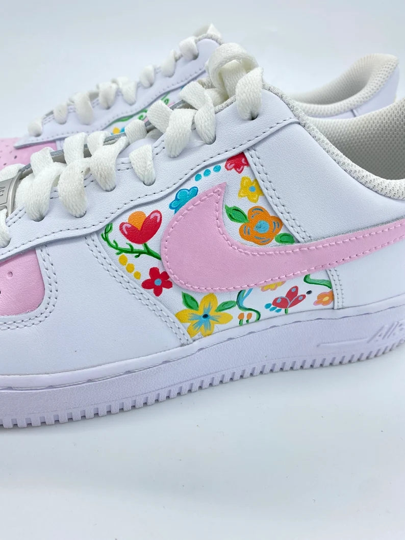 Custom Air Force 1 White Baby Pink Floral