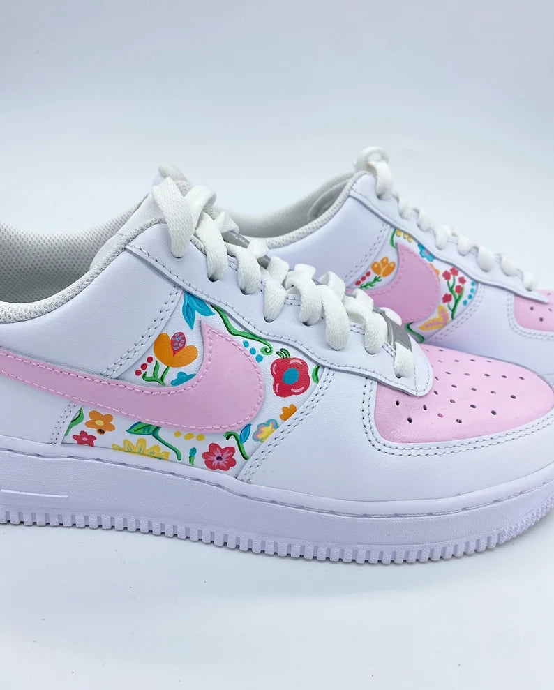 Custom Air Force 1 White Baby Pink Floral