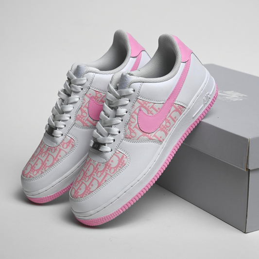 Custom Air Force 1 White Baby Pink With LV Pattern