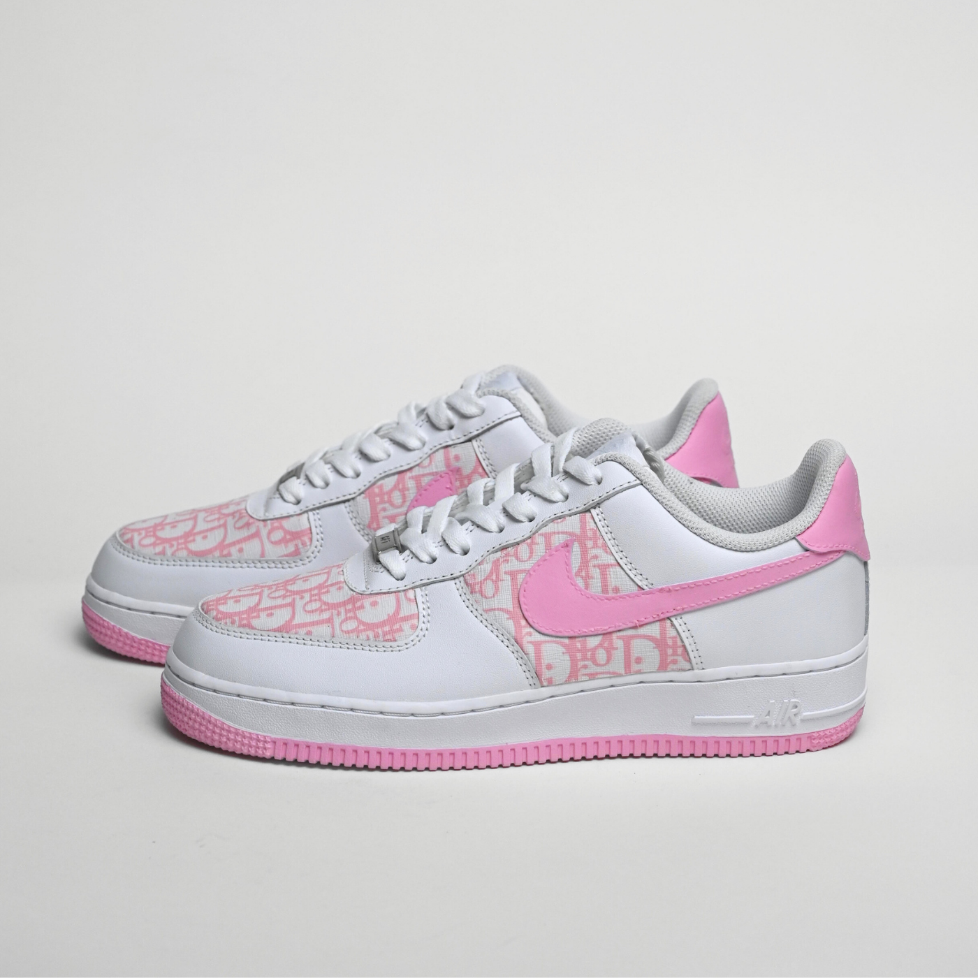 Custom Air Force 1 White Baby Pink With LV Pattern