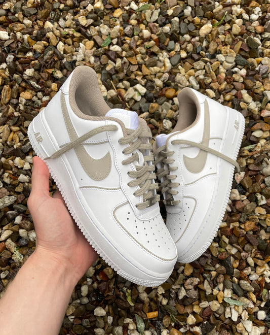 Custom Air Force 1 White Beige Accents